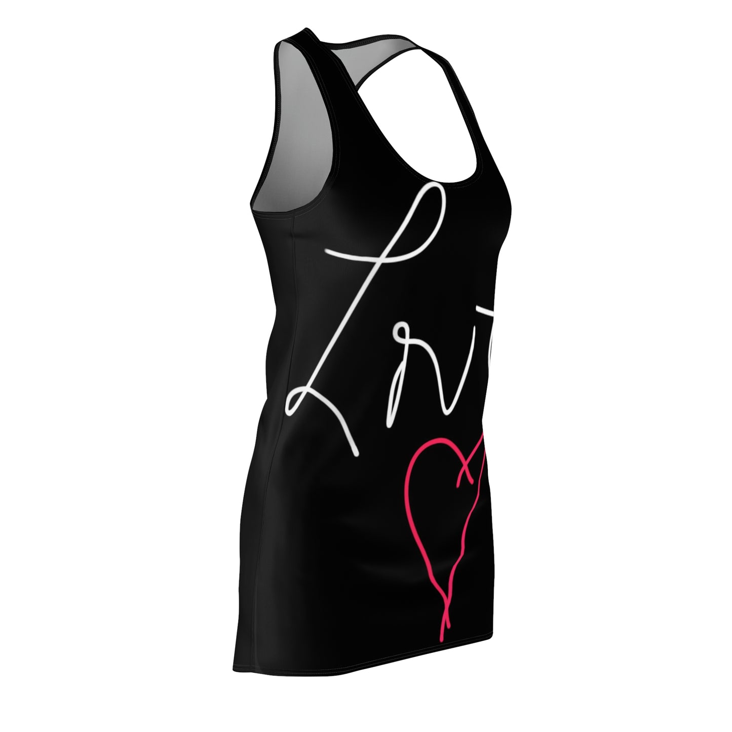 Love- Women's Cut & Sew Racerback Dress (AOP)- Black