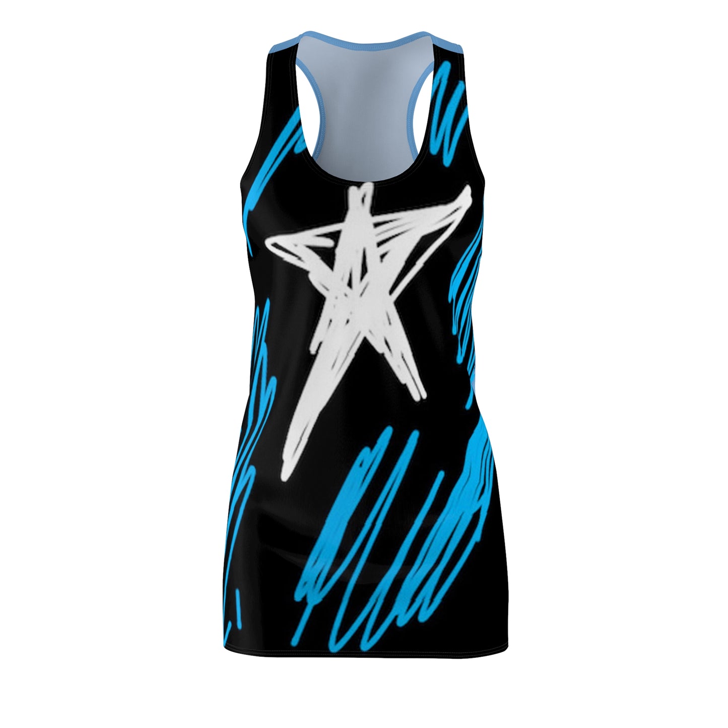 July 4th- Star Field- Women's Cut & Sew Racerback Dress (AOP)- Black and Blue