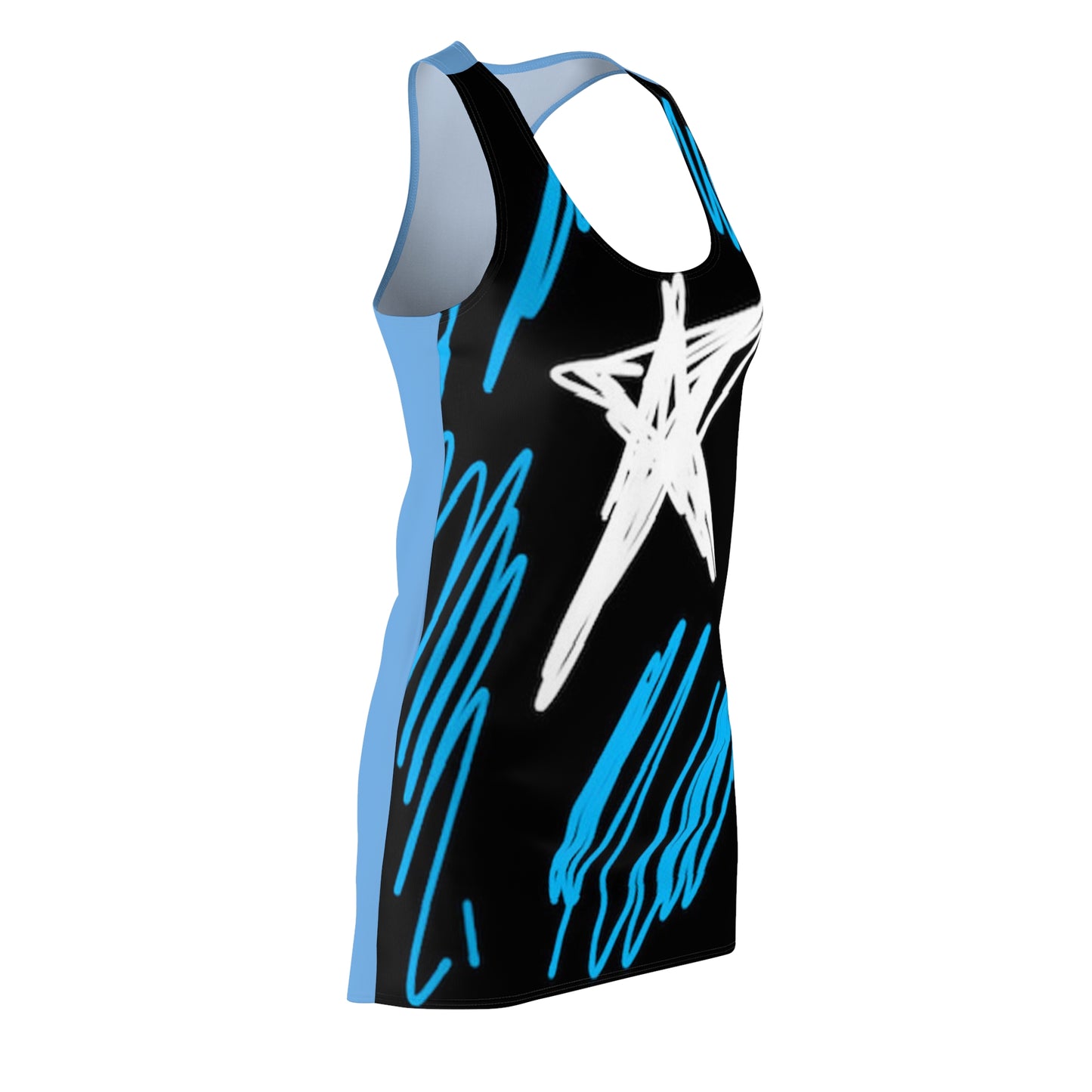 July 4th- Star Field- Women's Cut & Sew Racerback Dress (AOP)- Black and Blue