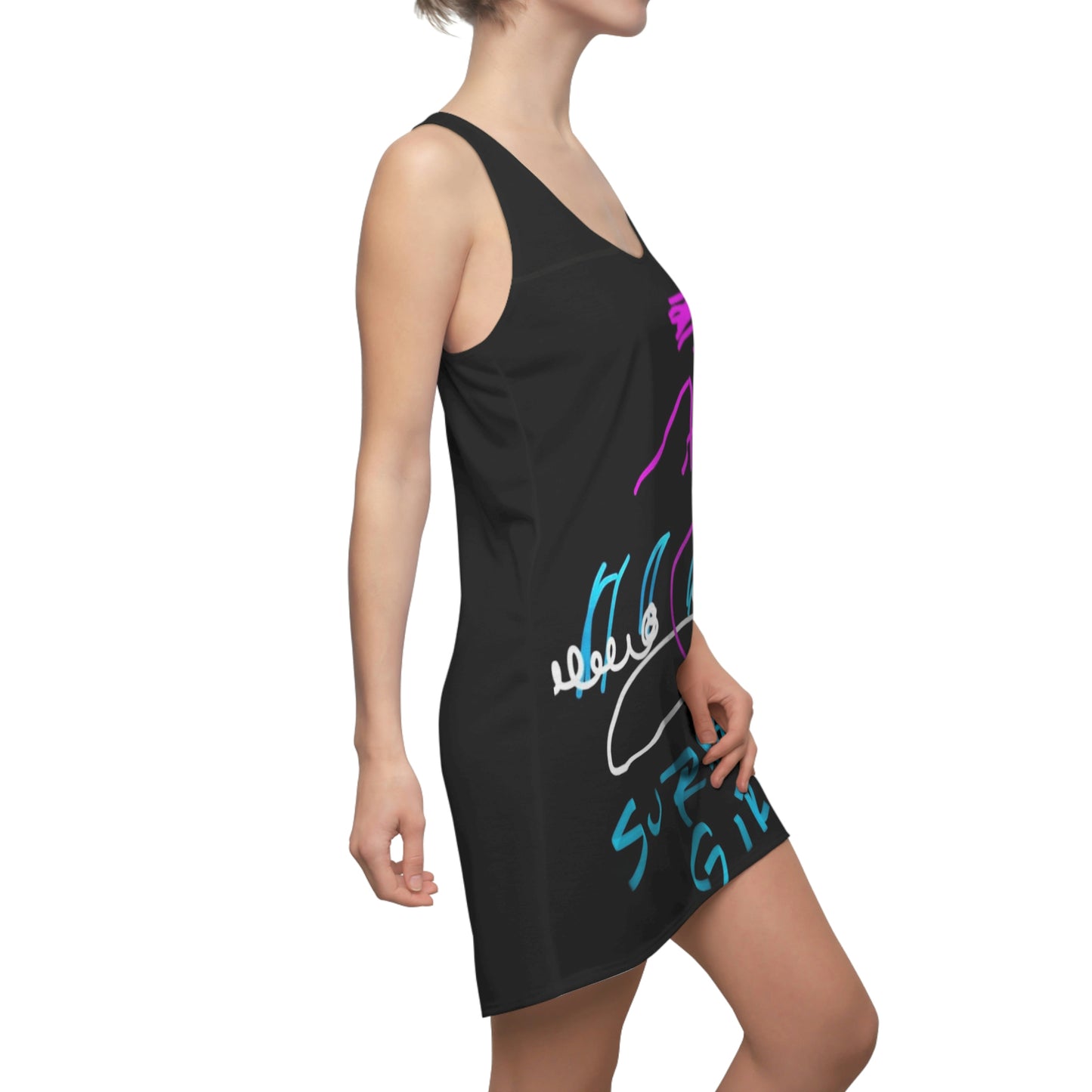 Surfer Girl- Women's Cut & Sew Racerback Dress- Black