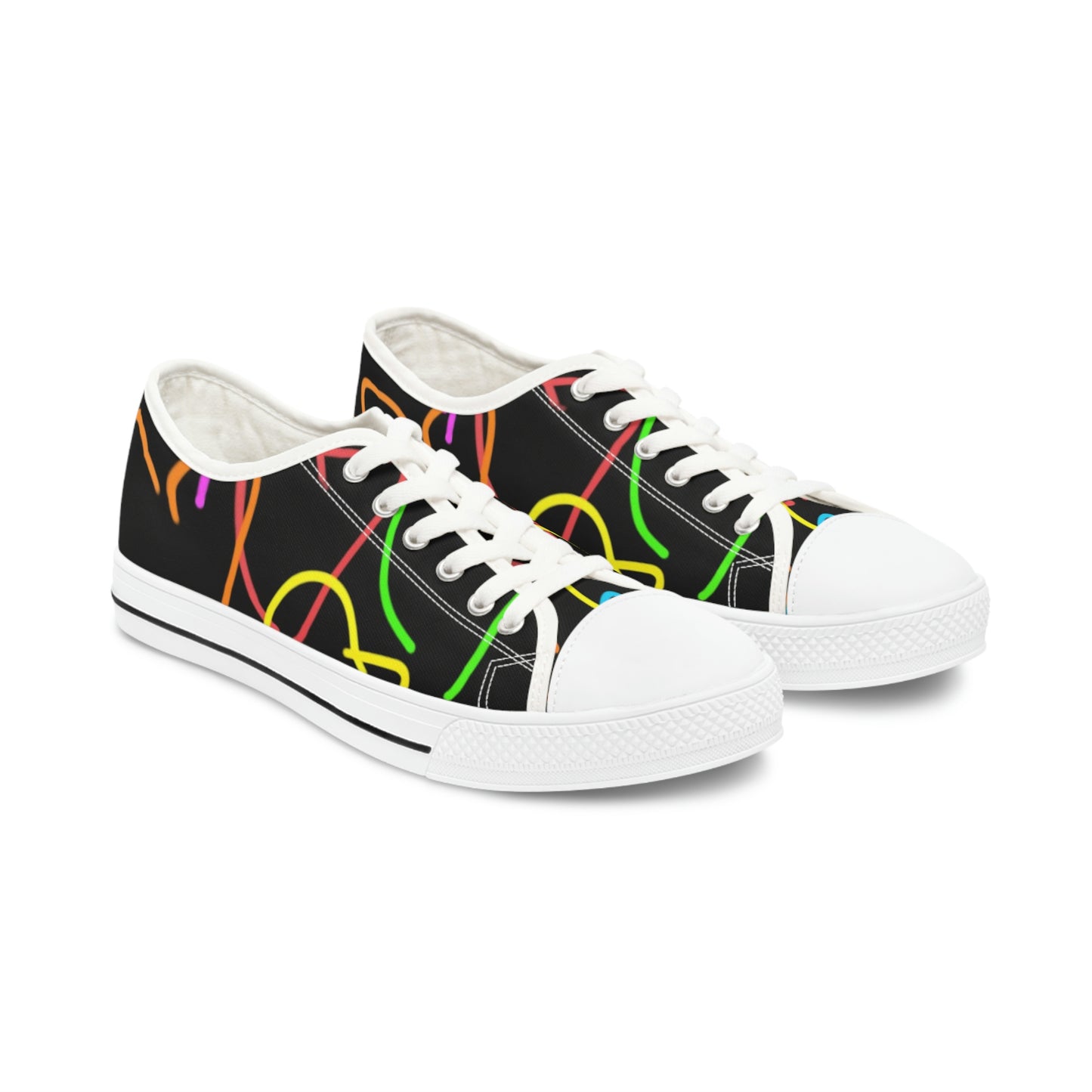 Colorful Hearts- Women's Low Top Sneakers