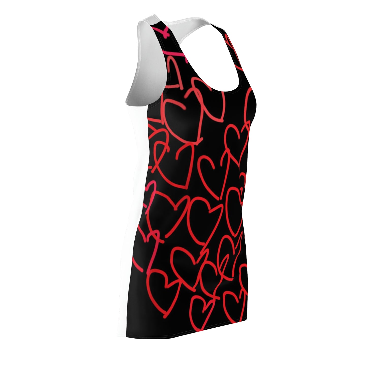 Million Hearts- Women's Cut & Sew Racerback Dress- Black & White