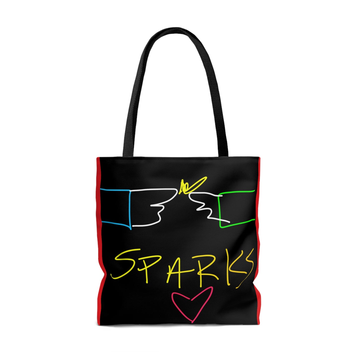 SPARKS- AOP Tote Bag- Black & Red