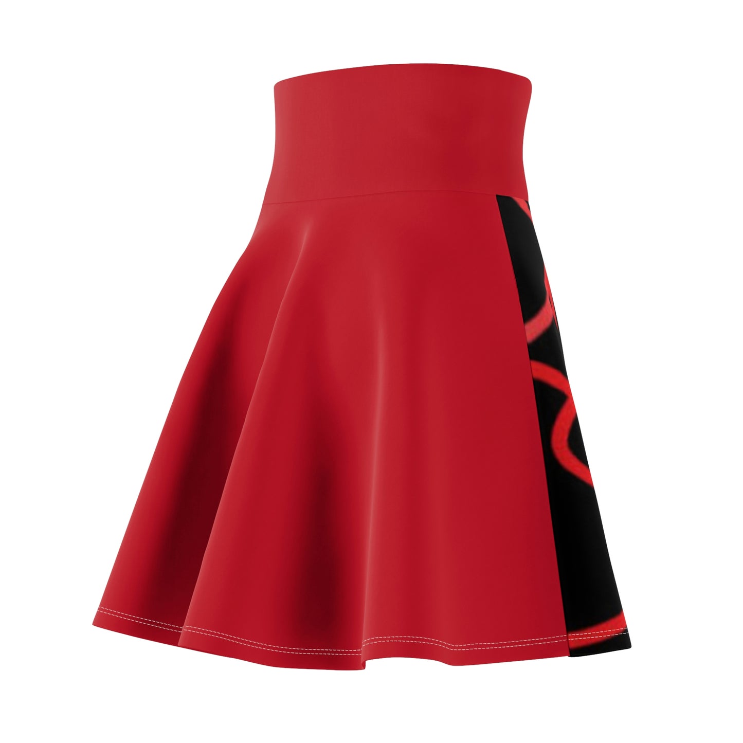 Million Hearts- Women's Skater Skirt (AOP)- Black and Red