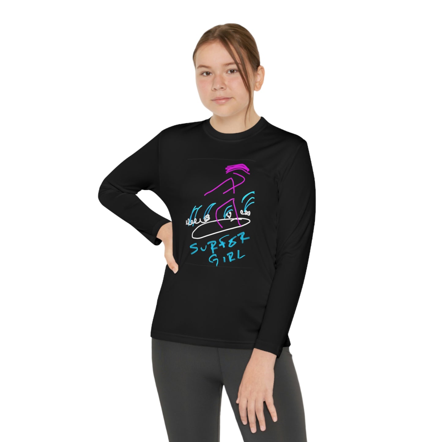 Surfer Girl- Youth Long Sleeve Competitor Tee- Black