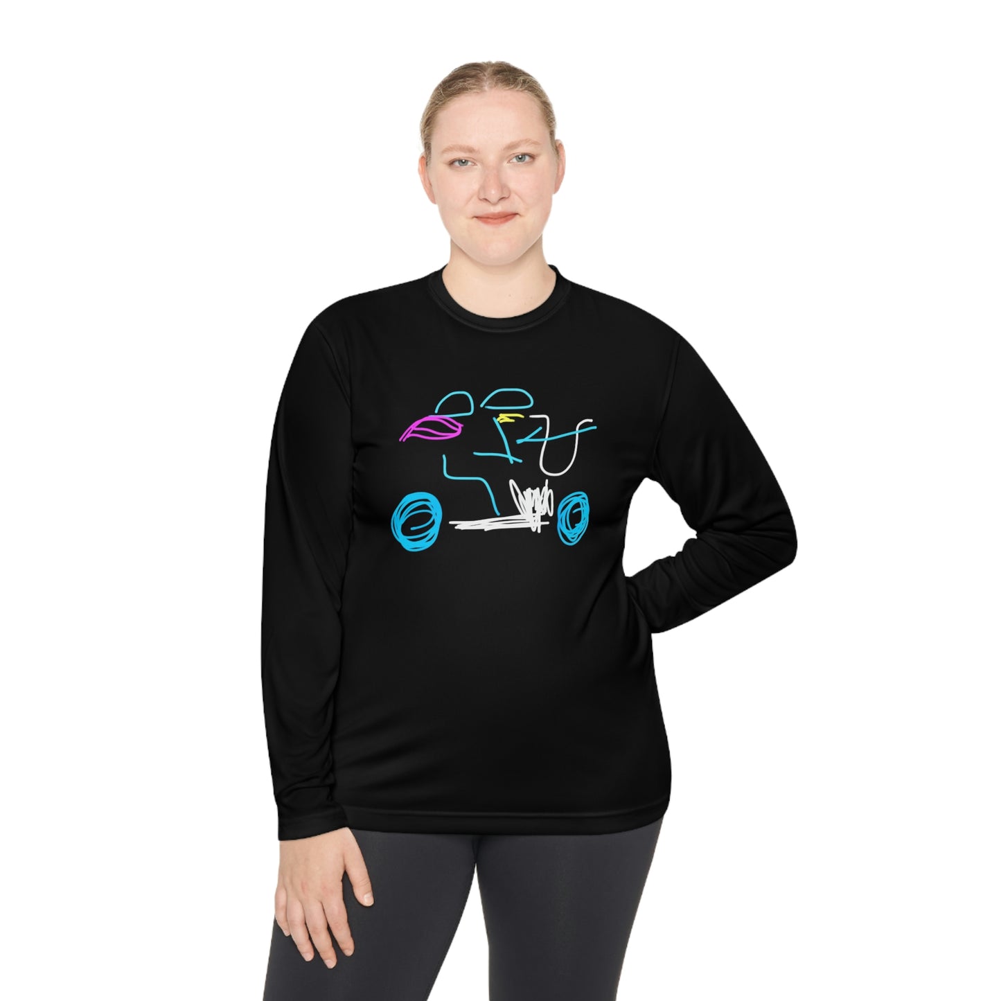 Brunette Biker Babe- Unisex Lightweight Long Sleeve Tee