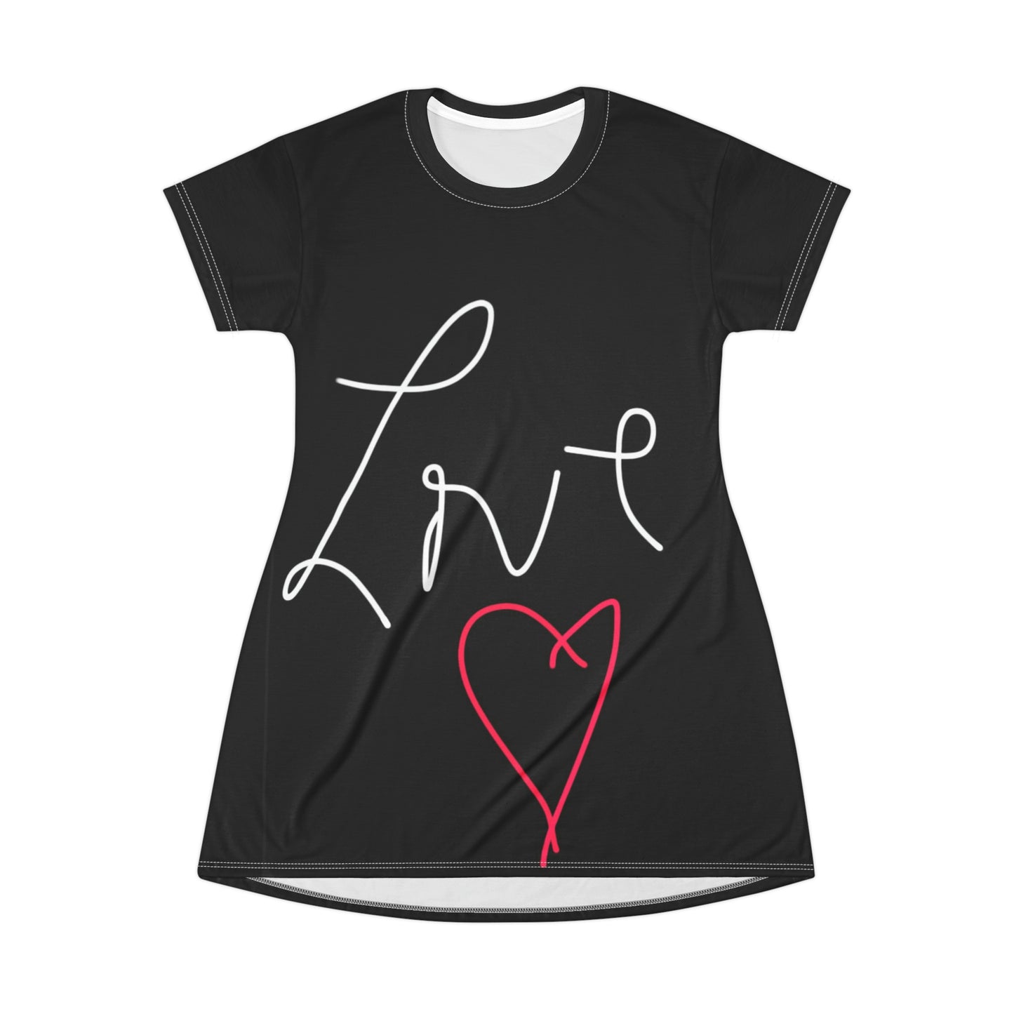 Love- T-Shirt Dress (AOP)- Black