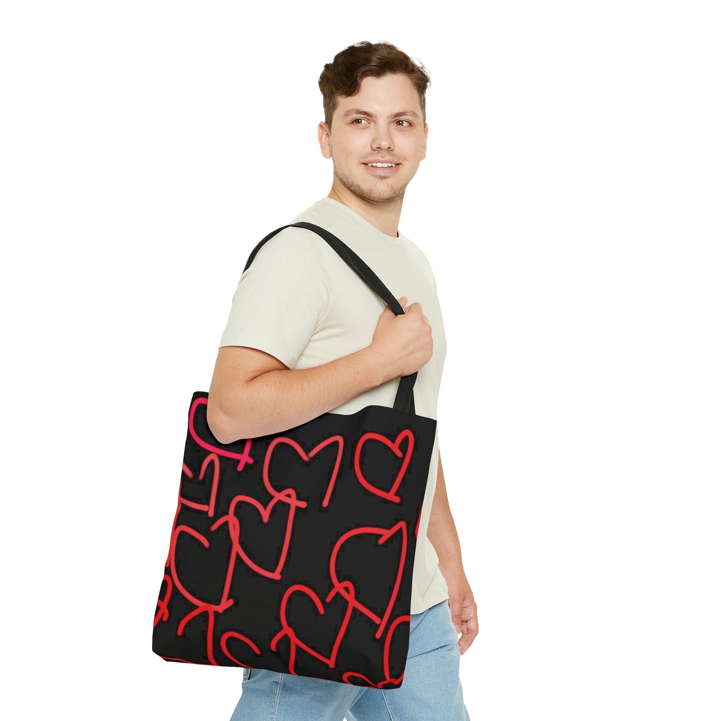 Million Hearts- AOP Tote Bag- Big Hearts/upside down