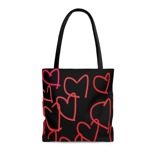 Million Hearts- AOP Tote Bag- Big Hearts/upside down