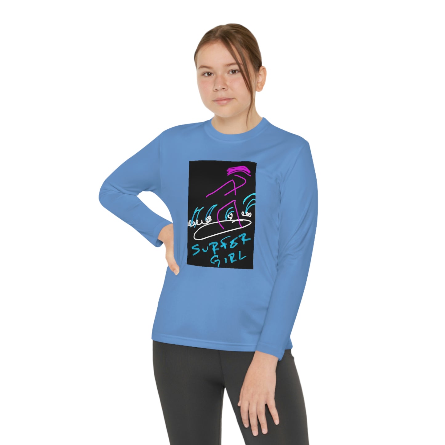 Surfer Girl- Youth Long Sleeve Competitor Tee- Blue