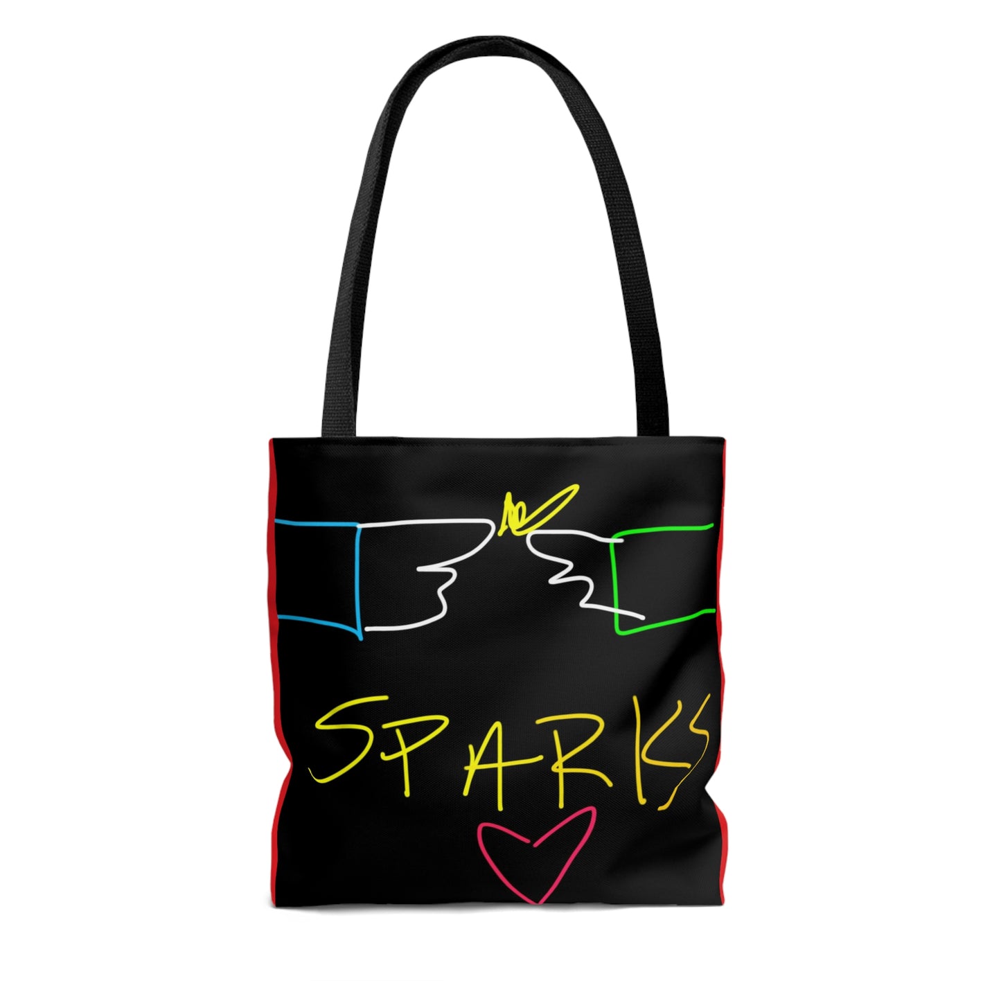 SPARKS- AOP Tote Bag- Black & Red