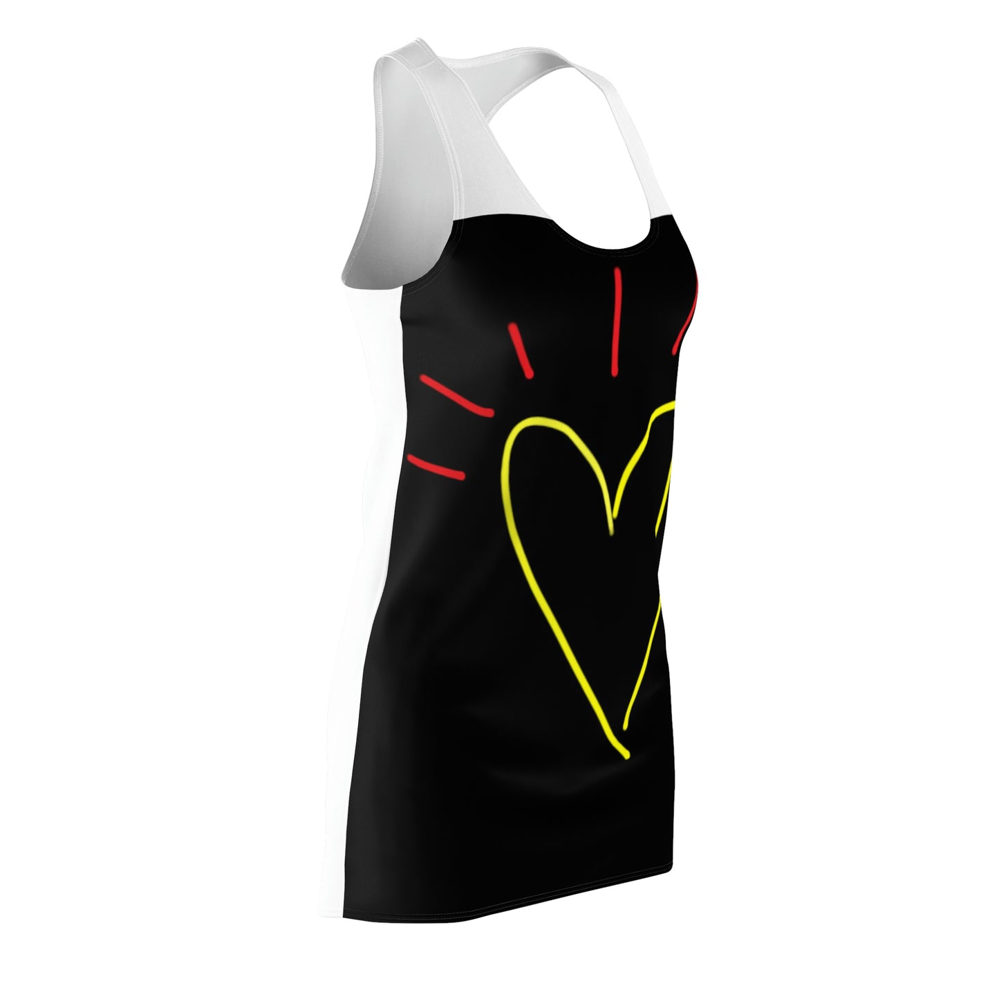 Gold Heart- Women's Cut & Sew Racerback Dress (AOP)- Black & White