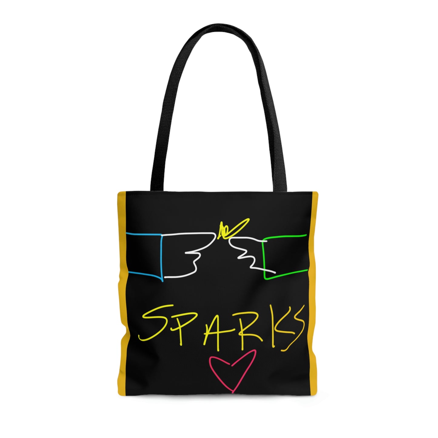 SPARKS- AOP Tote Bag- Black & Yellow