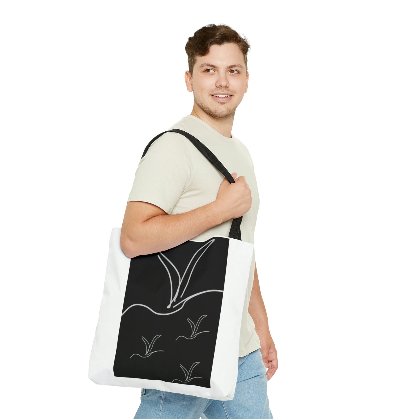 Origami/Flock- Tote Bag (AOP)- Black and White