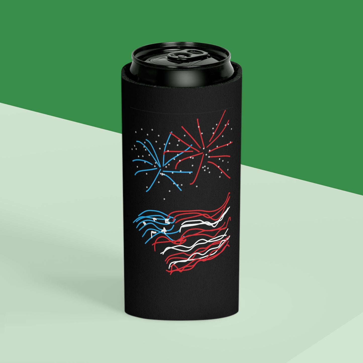 July 4th- Fireworks/x2- Can Cooler