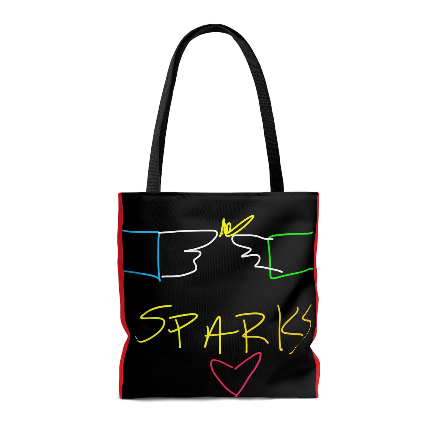 SPARKS- AOP Tote Bag- Black & Red