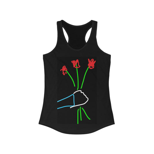 3 Red Flowers- Women's Ideal Racerback Tank