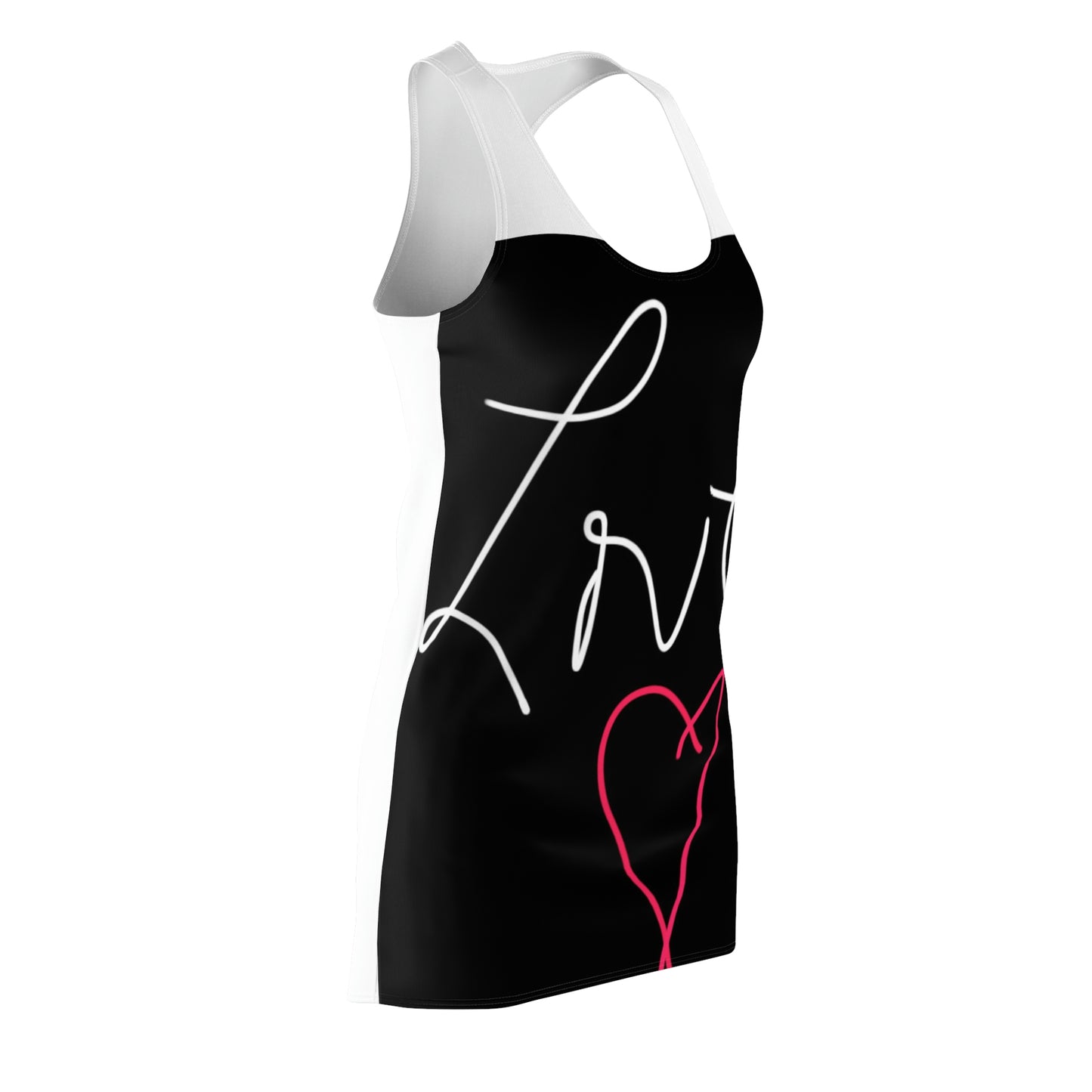 Love- Women's Cut & Sew Racerback Dress (AOP)- Black and White