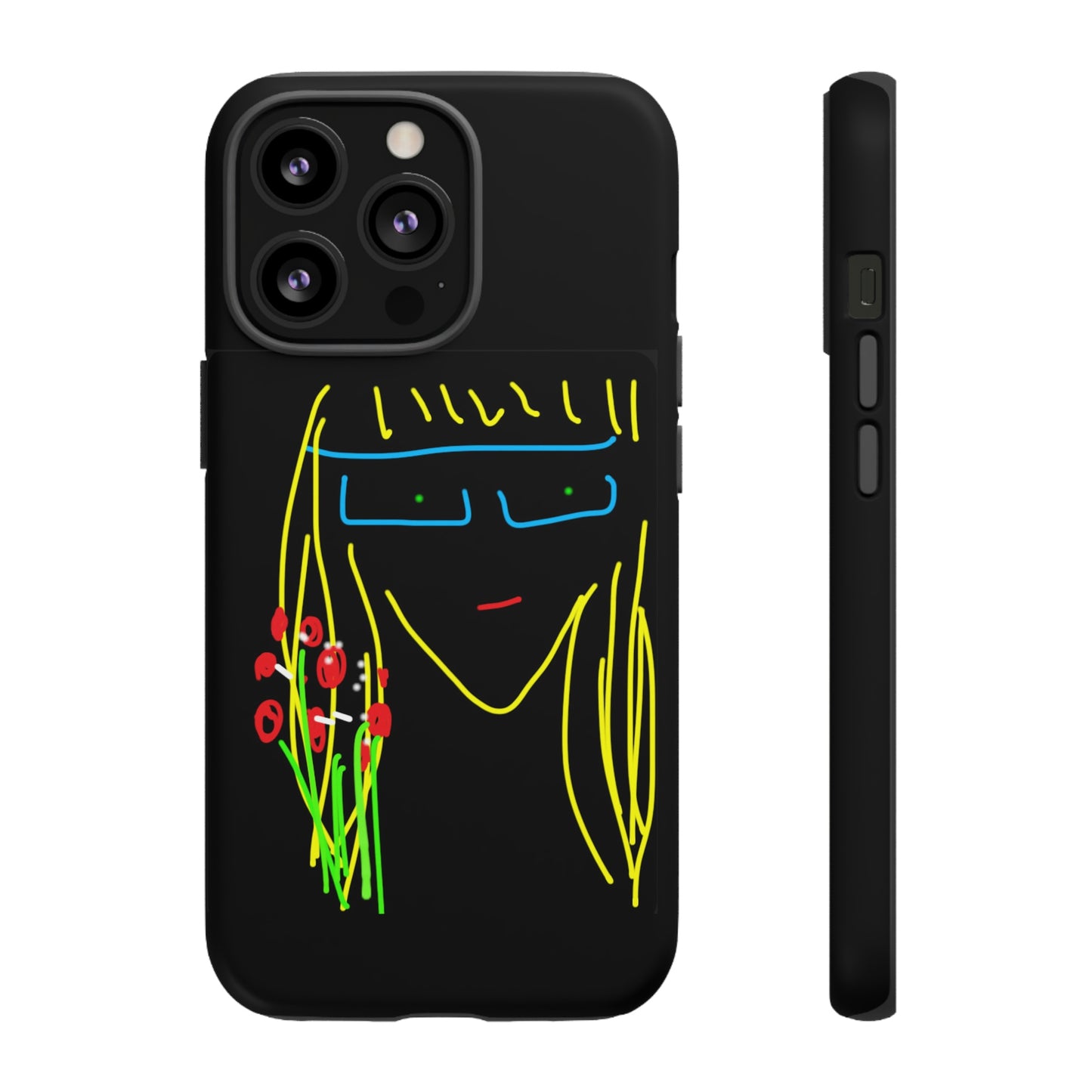 Blonde Babe with Red Flowers- Tough Cases- 41 Phone Styles