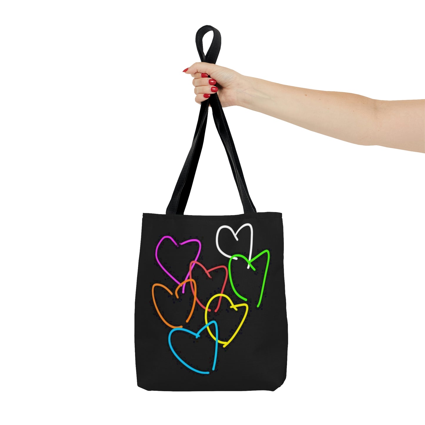 Colorful Hearts/Heart Bursting with Light- AOP Tote Bag