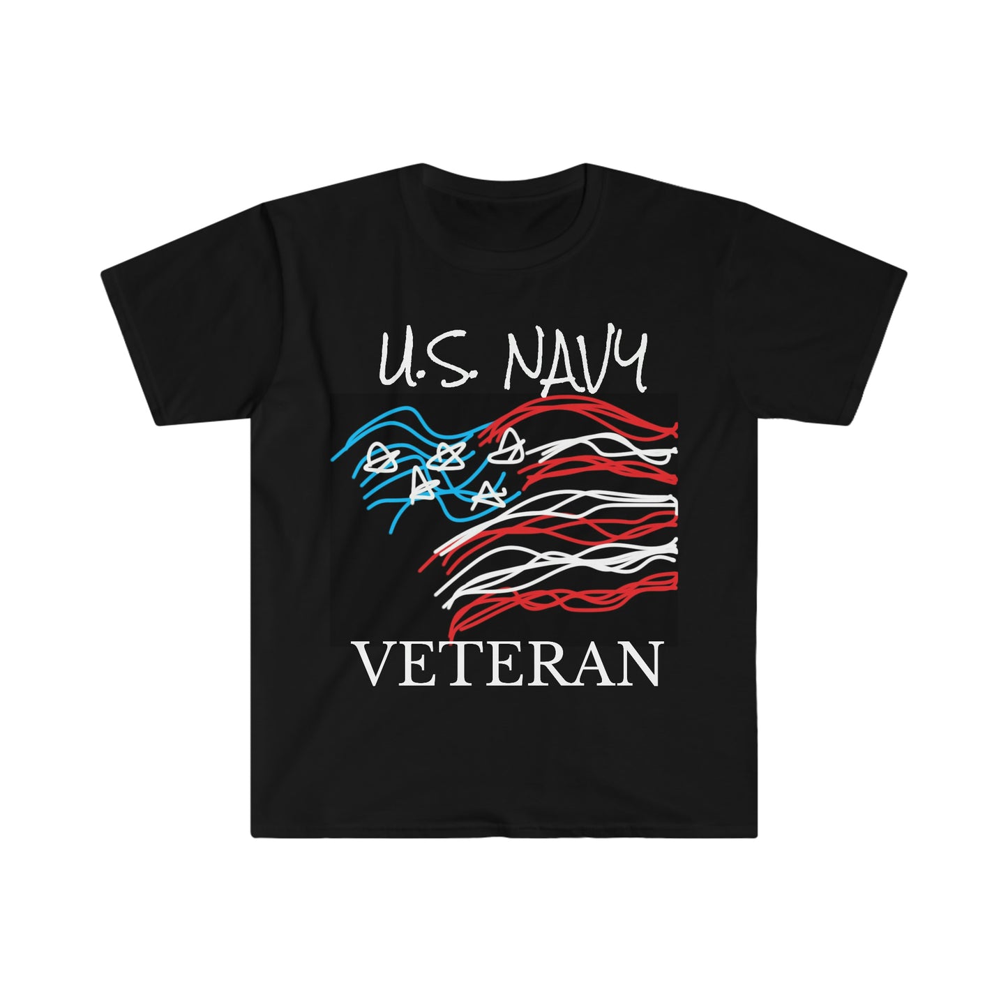 Military- Old Glory/Navy- Men's/Unisex Softstyle T-Shirt