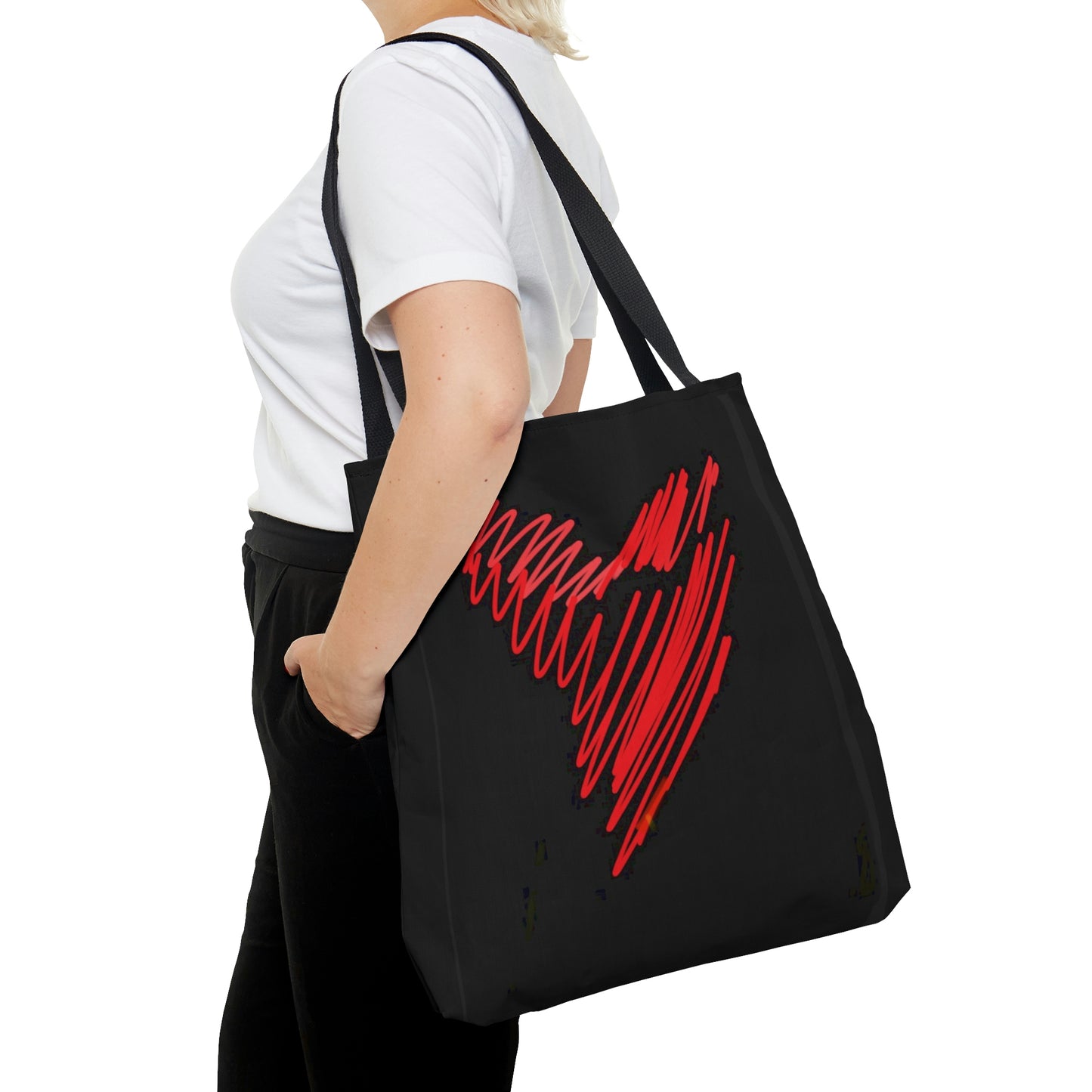 Scribble Heart/LOVE- AOP Tote Bag