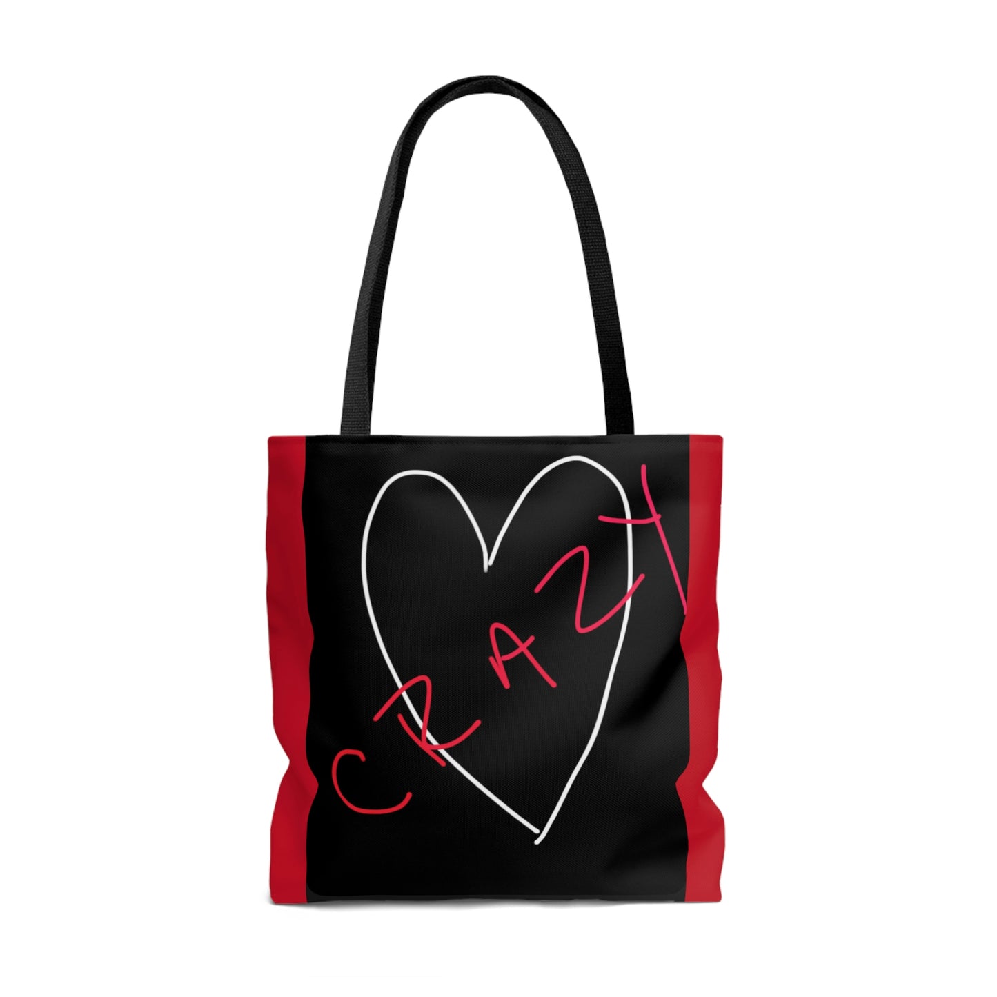 Crazy Heart- Tote Bag (AOP)- Black & Red