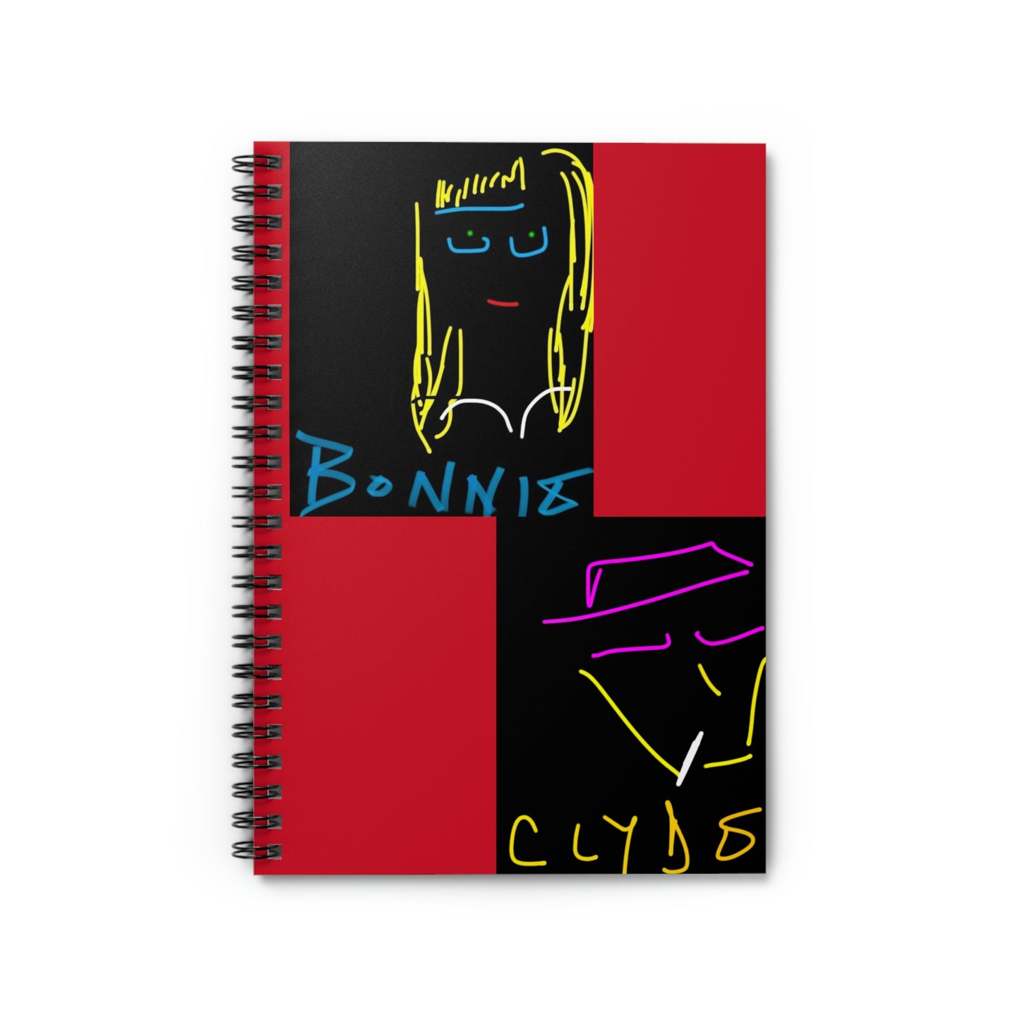 Bonnie and Clyde- Spiral Notebook - Ruled Line- Black & Red