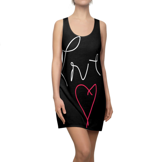 Love- Women's Cut & Sew Racerback Dress (AOP)- Black