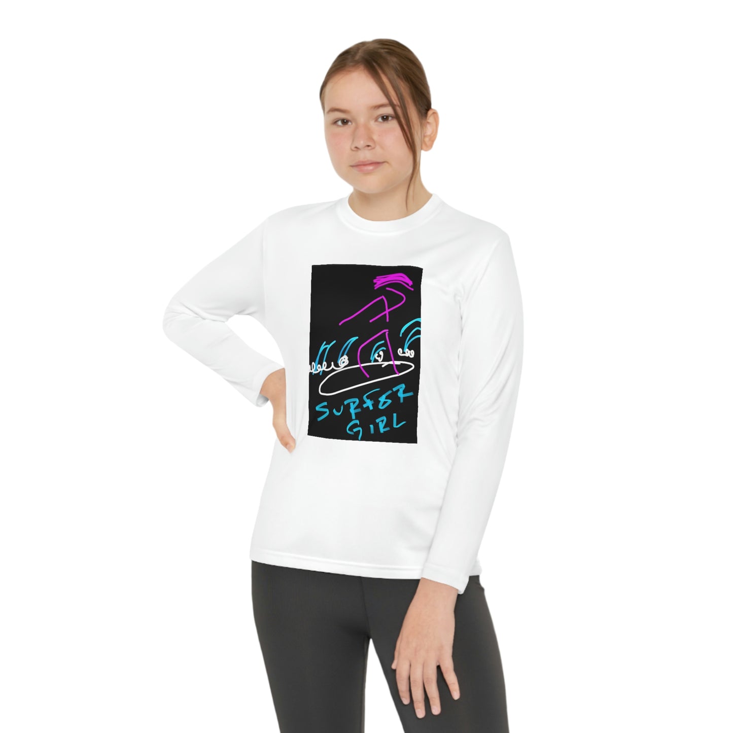 Surfer Girl- Youth Long Sleeve Competitor Tee- Blue