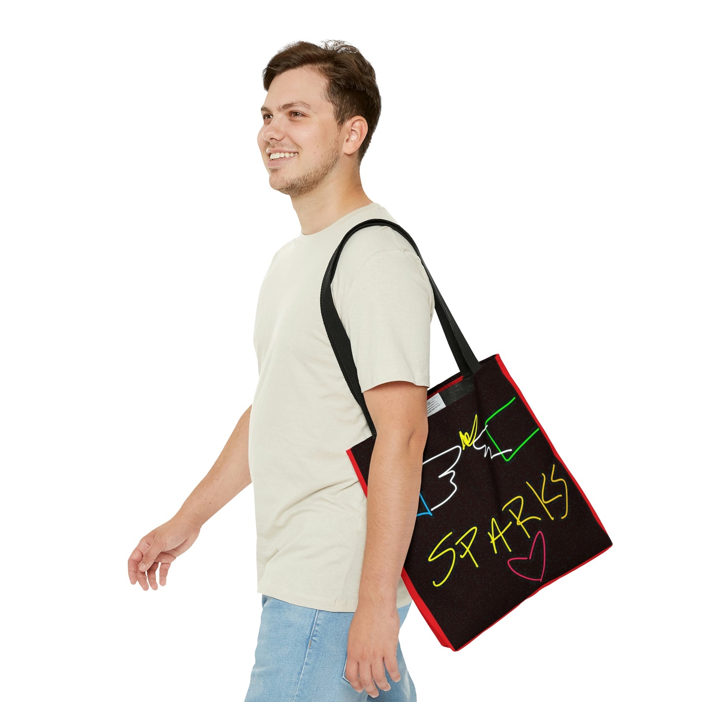 SPARKS- AOP Tote Bag- Black & Red