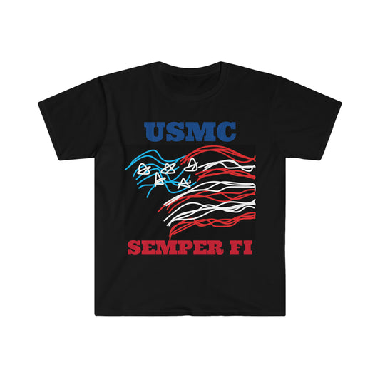 Military- Old Glory/USMC- Men's/Unisex Softstyle T-Shirt