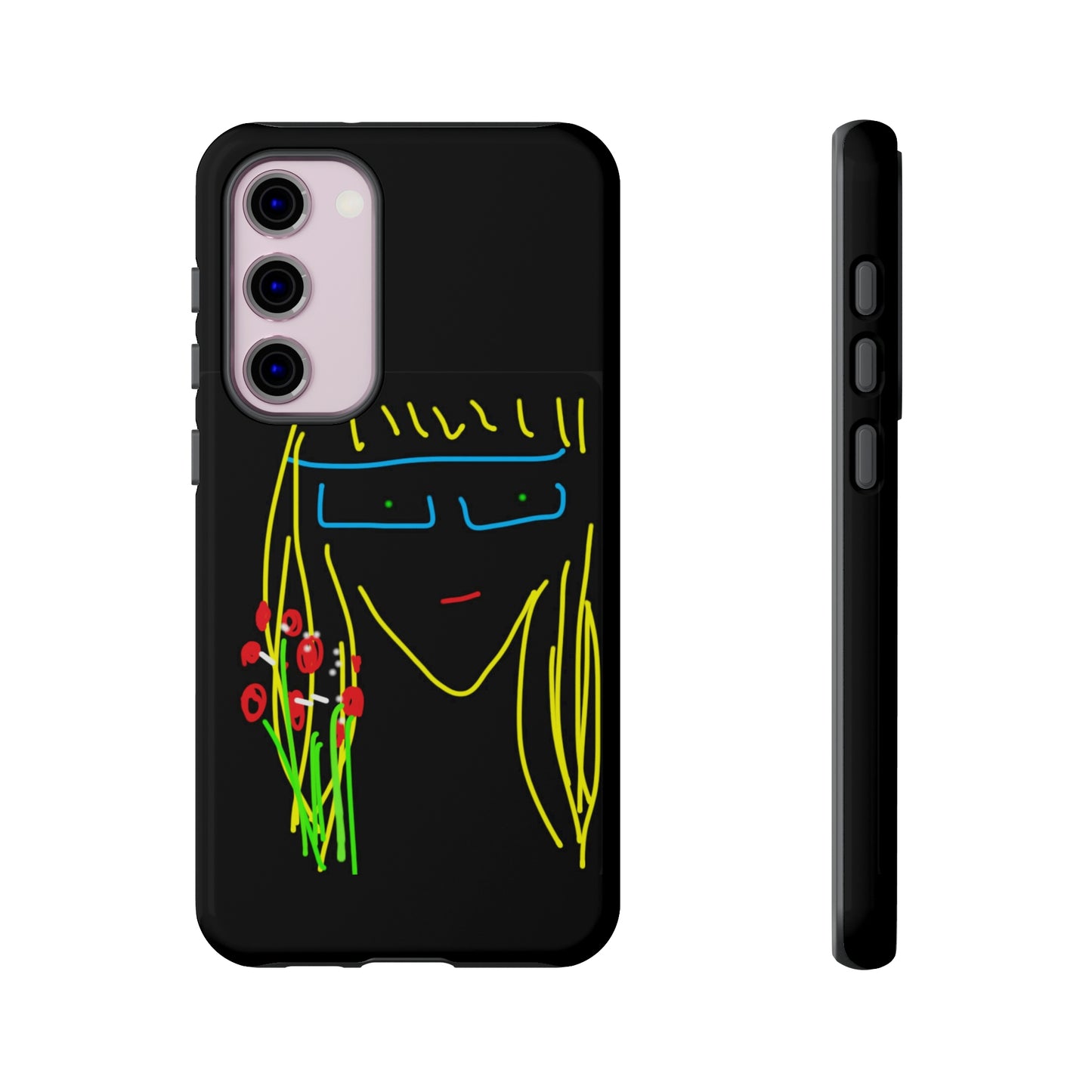 Blonde Babe with Red Flowers- Tough Cases- 41 Phone Styles