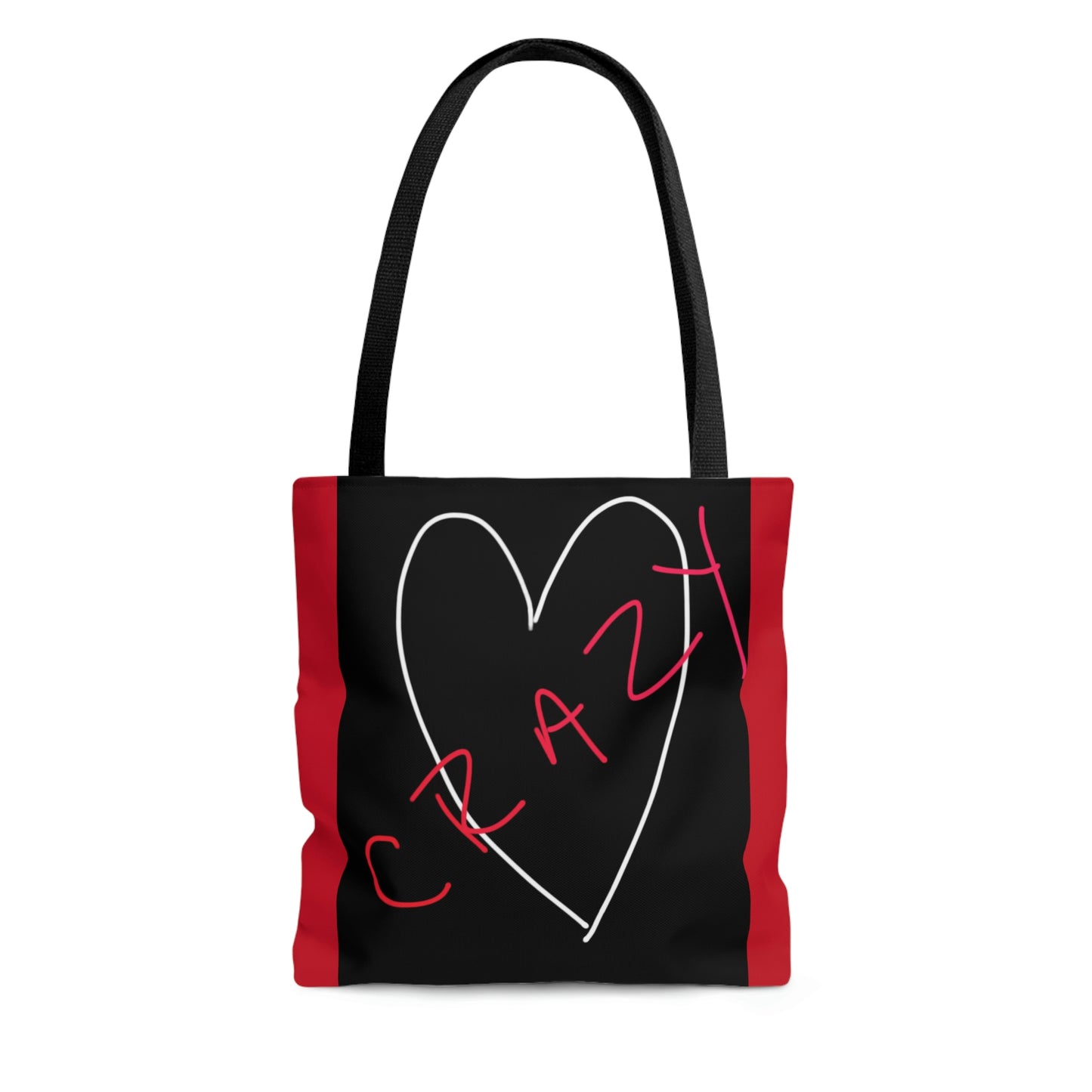 Crazy Heart- Tote Bag (AOP)- Black & Red