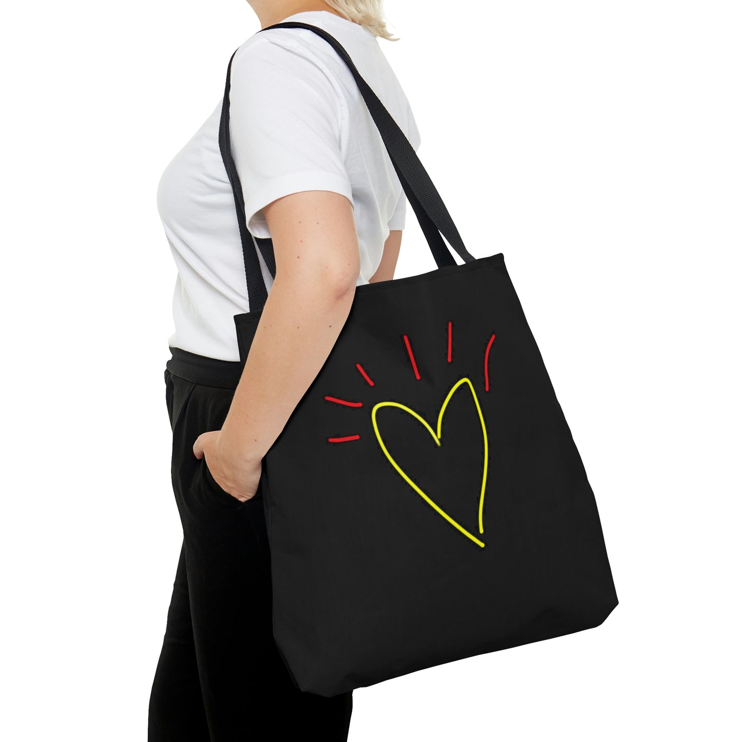 Gold Heart, Red Flower- AOP Tote Bag