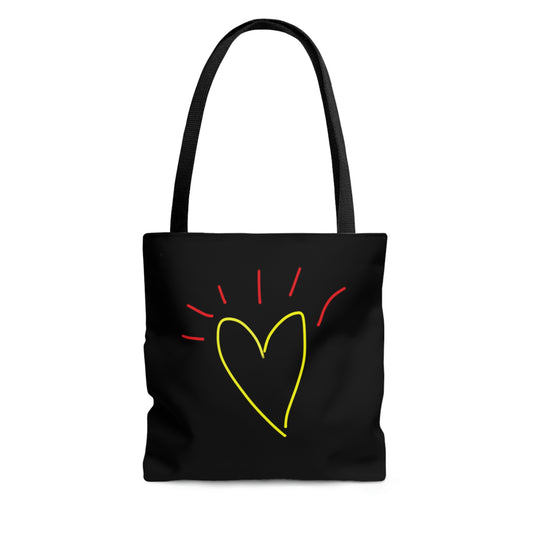 Gold Heart, Red Flower- AOP Tote Bag