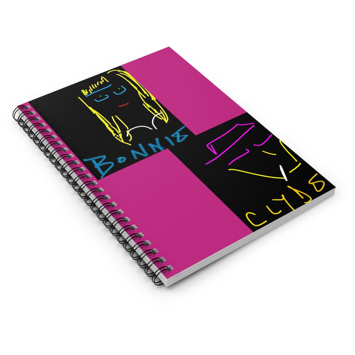 Bonnie and Clyde- Spiral Notebook - Ruled Line- Black & Pink