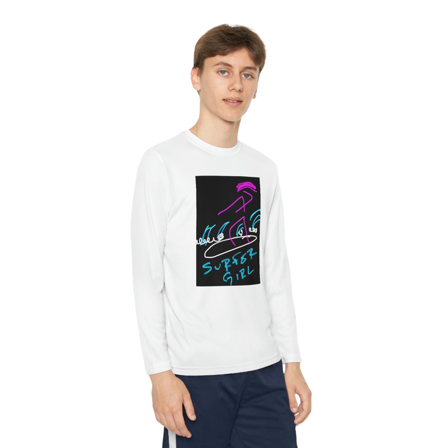 Surfer Girl- Youth Long Sleeve Competitor Tee- White