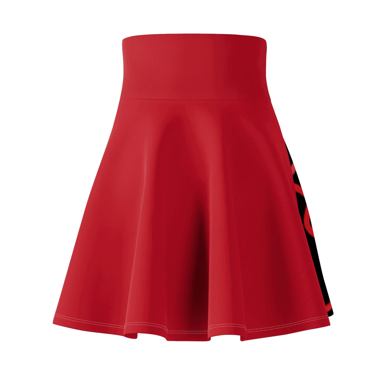 Million Hearts- Women's Skater Skirt (AOP)- Black and Red