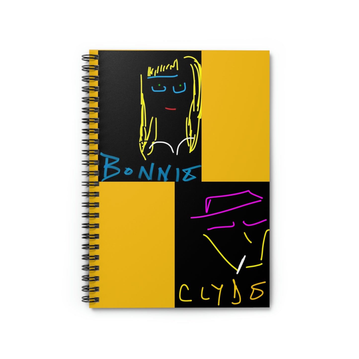 Bonnie and Clyde- Spiral Notebook - Ruled Line- Black & Yellow