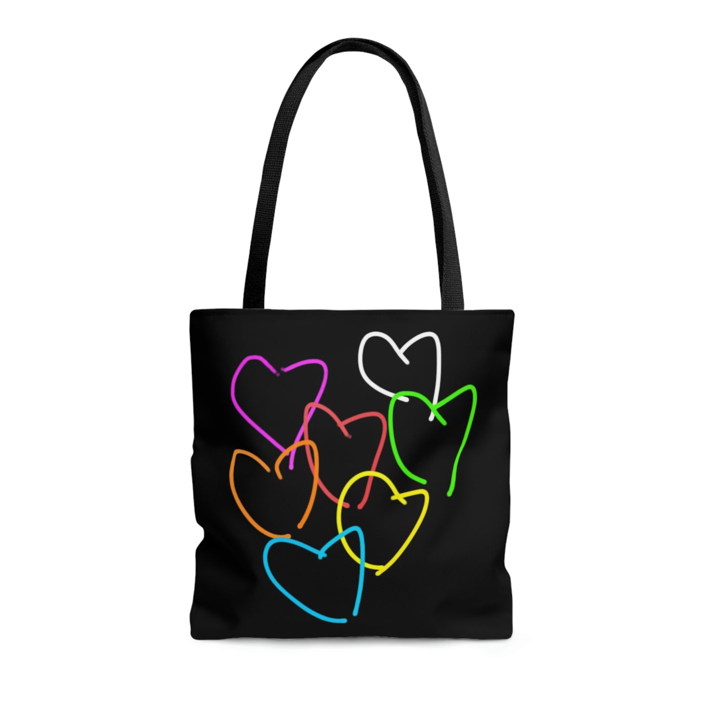 Colorful Hearts/Heart Bursting with Light- AOP Tote Bag