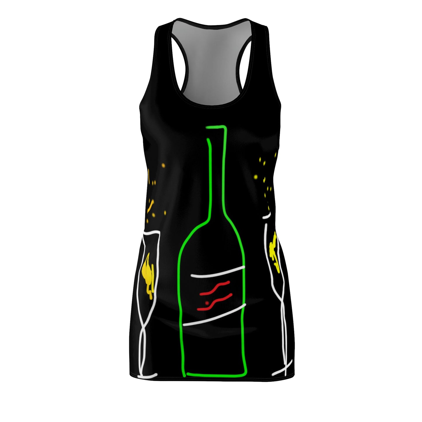 Champagne- Women's Cut & Sew Racerback Dress (AOP) black