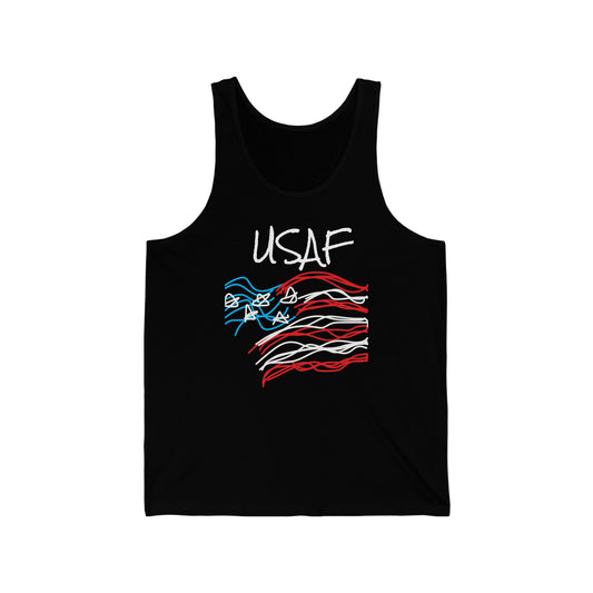 Military- Old Glory/USAF- Men's/Unisex Jersey Tank