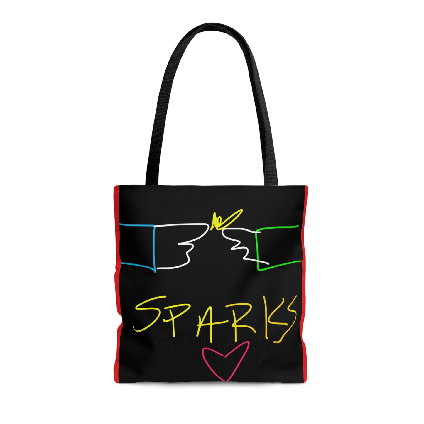 SPARKS- AOP Tote Bag- Black & Red