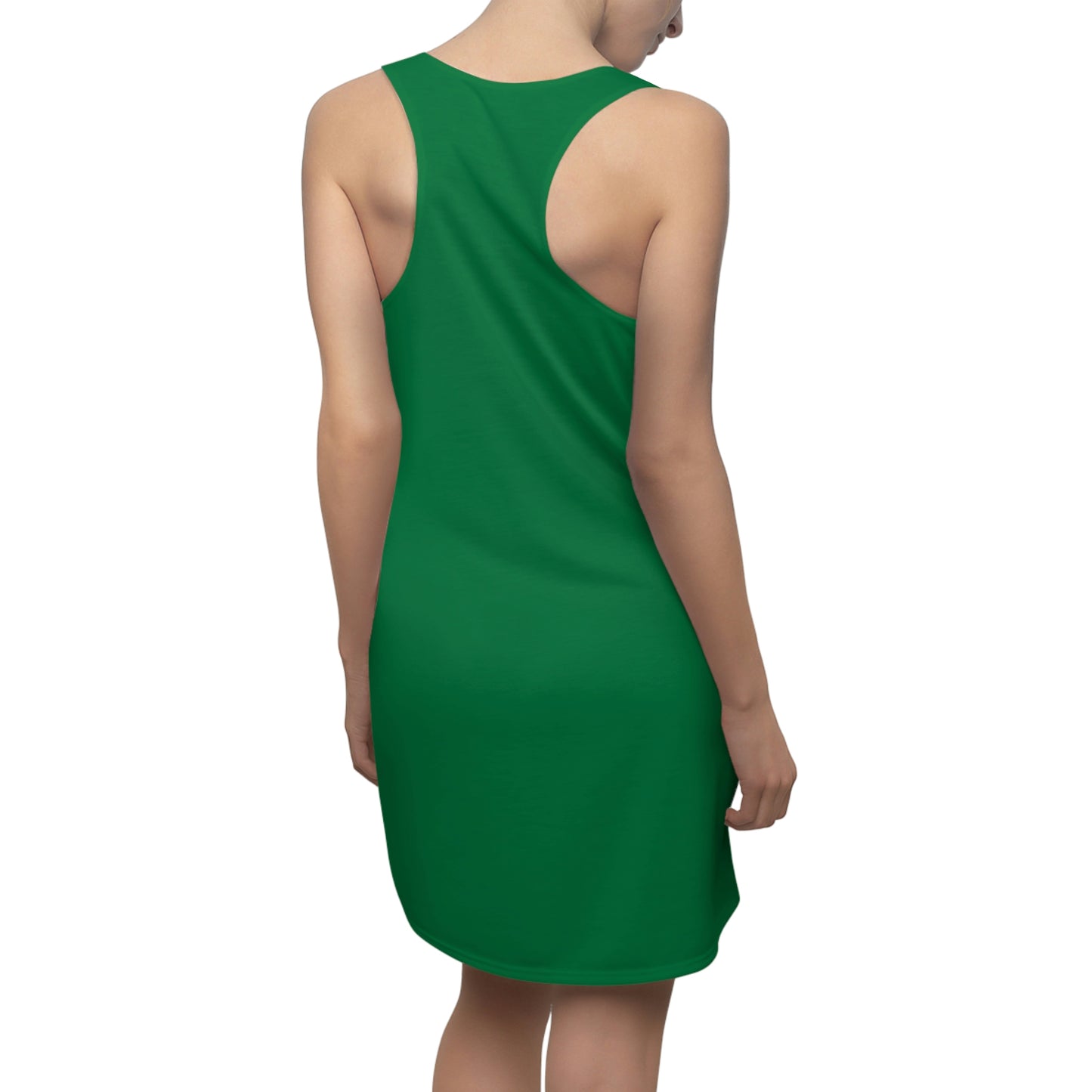 Champagne- Women's Cut & Sew Racerback Dress (AOP)- Black & Green