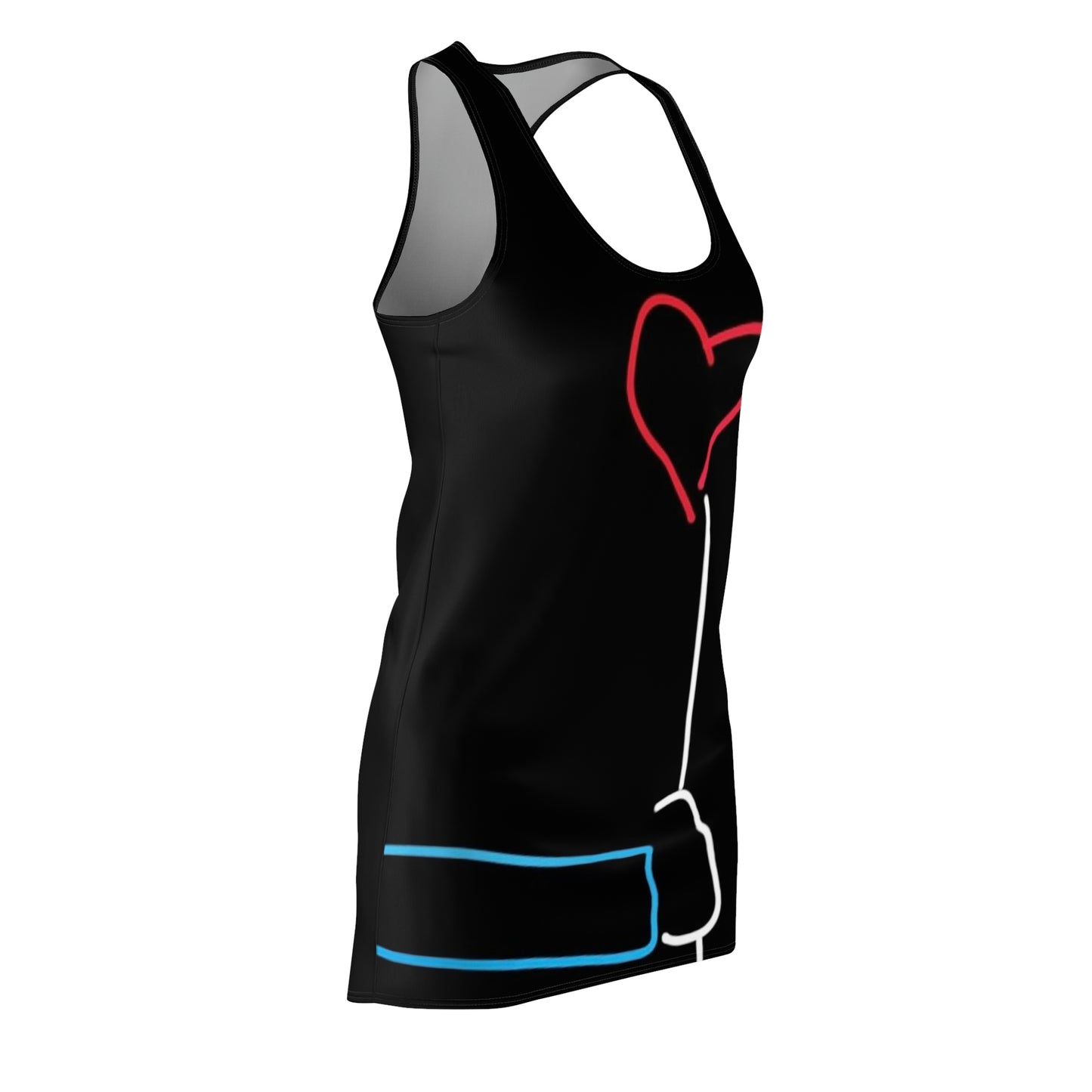 Heart Balloon- Women's Cut & Sew Racerback Dress (AOP)- Black