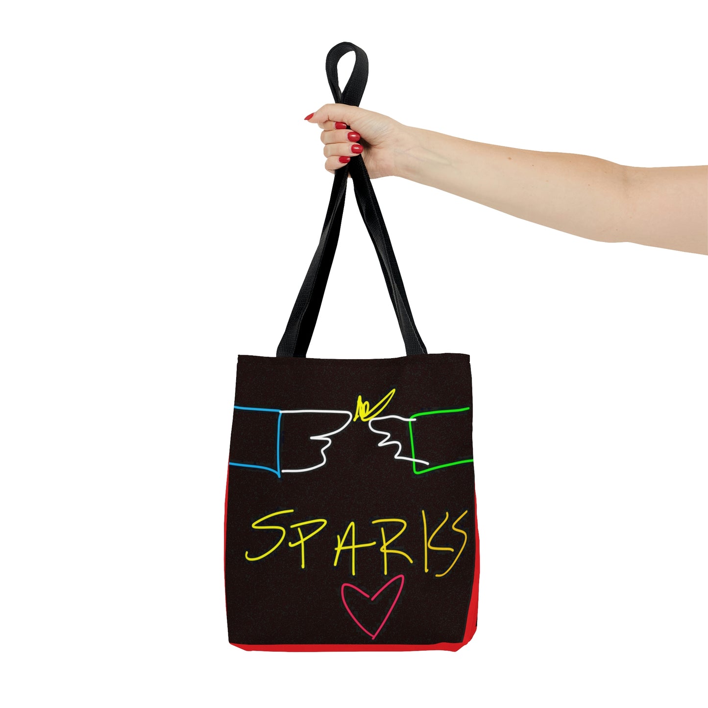 SPARKS- AOP Tote Bag- Black & Red