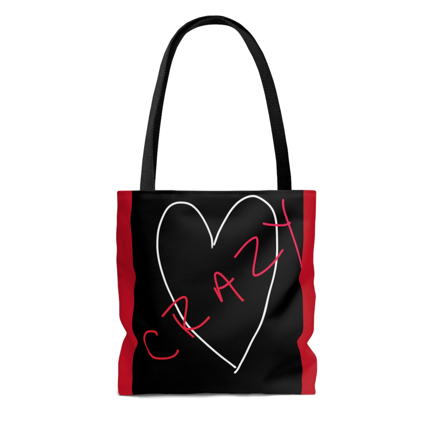 Crazy Heart- Tote Bag (AOP)- Black & Red