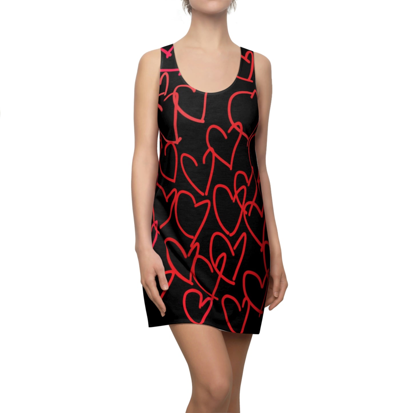 Million Hearts- Women's Cut & Sew Racerback Dress- Black & White