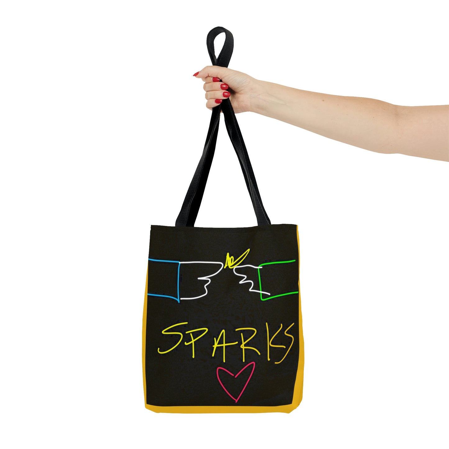 SPARKS- AOP Tote Bag- Black & Yellow